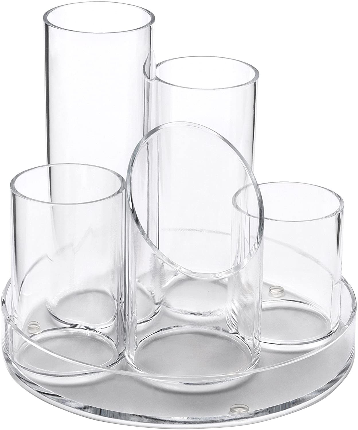 Clear Acrylic Pen Stationery Desktop Organizer Cosmetic Brushes 5 Tube Pen Pot holder