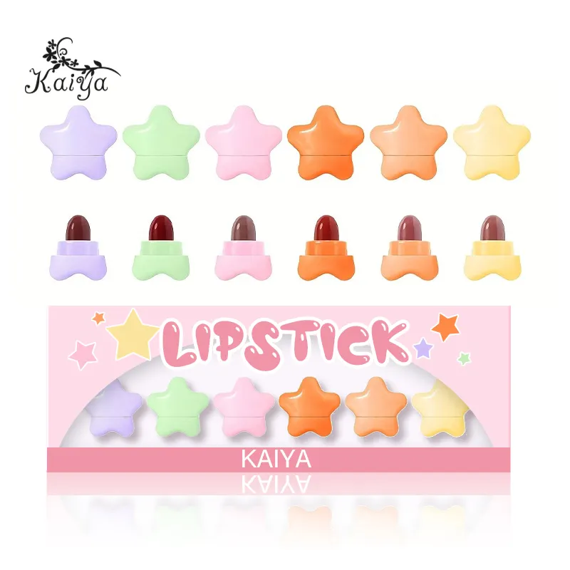 Personalizado Multi Sombra Mini Lovely Kid Lips Maquiagem No Crack Não Pegajoso Aveludado Lip Stick Smooth Vegan Matte Star Lipstick