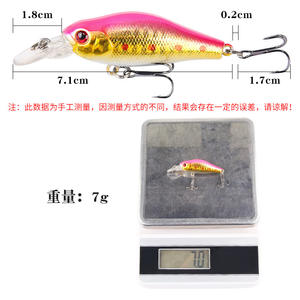 Leurre de pêche Xinyu Minnow 7,1 cm 7 g, leurre dur de plongée pour le bar, leurre d'eau moyenne avec hameçon triple, matériel de pêche - Product Image 3