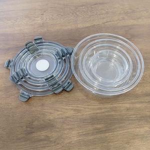 Transparante PET voedselbewaarbakjes set, ronde, afsluitbare lunchbox, vriezer, keuken, snack <span class=keywords><strong>organizer</strong></span> - Product Image 4