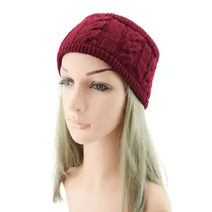 Multi geflochtene Damen Haarschmuck Fuzzy Fleece gefüttert Winter warme Wolle gestrickte Stirnbänder für Frauen