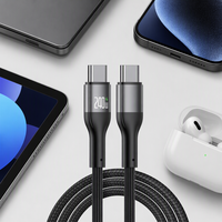 Cable USB-C de 240W con Pantalla Digital, Conductor de Cobre Puro y Aleación de Aluminio, Carga Rápida, Cable Trenzado para Teléfono, Tableta, Portátil, Impresora