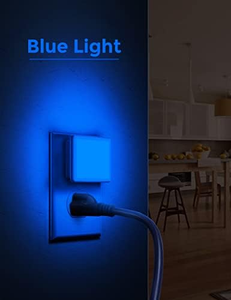 Mini lampe de nuit LED bleue 0,3W avec capteur crépusculaire, à brancher sur prise murale, pour chambre d'enfant - Product Image 2