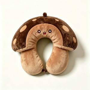 Customized <b>neck</b> pillow, brown mushroom U pillow, cottagecore plush, fungi travel <b>cushion</b>, mushroom <b>neck</b> rest - Product Image 3