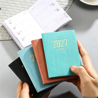 Agenda quotidien de poche en cuir PU A7 - Mini journal cousu pour le bureau, l'école et les cadeaux