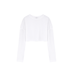 Camiseta Corta Básica Transparente de Manga Larga para Mujer, Blanca, Ligera, Informal - Product Image 2