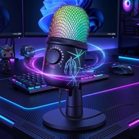 Microphone Condensateur USB RGB Plug-and-Play à Directivité Cardioïde avec Affichage LED et Réduction du Bruit pour Enregistrement de Podcast et Gaming