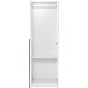 Compact 2 Door White Oak Colour MANDO Wardrobe Slim Scandinavian Bedroom Closet for Small Spaces and Guest Room Clothes Storage - Product Image 3