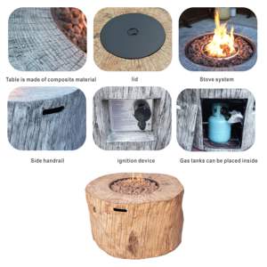 Mesa de fuego de gas para patio de estilo moderno, recién llegada, de metal y óxido de magnesio, color marrón, para vida moderna, con 2 años de garantía para exteriores, hoteles y parques. - Product Image 6