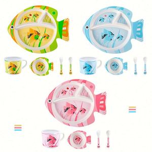 Nouvel ensemble de vaisselle 2021 en paille de blé pour bébés, assiettes et bols écologiques en forme de poisson pour l'alimentation des tout-petits - Product Image 2