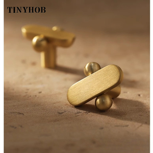 TInyhob perabot kuningan padat, perkakas pintu kenop emas lubang tunggal, gagang Laci Kabinet, dekorasi rumah Modern - Product Image 3