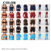 Ensemble de sport sans couture pour femmes : soutien-gorge de sport en Y à séchage rapide, pantalon évasé athlétique et short extensible push-up pour le yoga