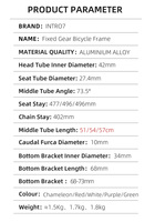 Cadre de vélo à vitesses fixes Intro7 BR003 en alliage d'aluminium 700C, cadre de vélo fixie et fourche en carbone T800 pour vélo de piste
