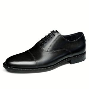 Chaussures en cuir haut de gamme faites à la main en cuir de vachette pleine fleur pour homme, polyvalentes, style britannique, décontractées et formelles pour mariage et affaires - Product Image 2