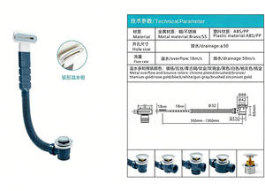 Siphon de <span class=keywords><strong>baignoire</strong></span> en acier inoxydable pour <span class=keywords><strong>baignoire</strong></span> à pieds, avec fonction de trop-plein et système pop-up, compatible baignoires à remous - Product Image 2