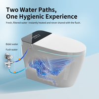 WC intelligent allongé avec siège chauffant, design moderne, ouverture/fermeture automatique, capteur de pied, veilleuse, chasse d'eau automatique