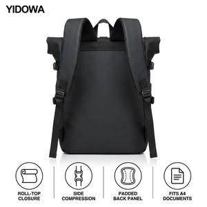 Sac à dos pour ordinateur portable imperméable avec logo personnalisé, fermeture à enroulement et port de charge USB pour les voyages d'affaires - Product Image 2