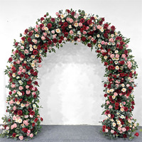 Arche de fleurs artificielles en métal écologique la plus vendue 2026, ensemble fond blanc en forme de corne, 1,5 m de haut pour mariages et événements
