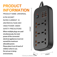 Tira de extensión de protección contra sobretensiones personalizada OL 4 puertos de salida USB 16A tomas de corriente de carga rápida para viajes de oficina en casa