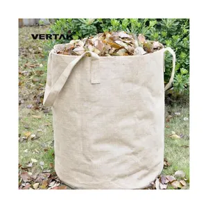 VERTAK – sac à feuilles de jardin pliable de 160l, grand sac à ordures en jute pop-up/sac à gunny avec intérieur enduit de PVC