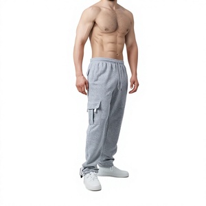 Pantalon de jogging cargo gris pour homme, taille élastique avec cordon de serrage, plusieurs poches, décontracté, en tissu tissé respirant pour l'été - Product Image 6