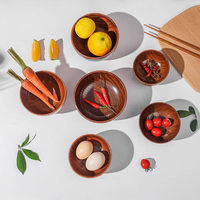 Grand ensemble de saladiers en bois d'acacia avec cuillère de service, bols écologiques faits à la main pour la nourriture et les fêtes