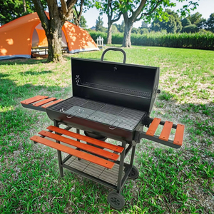 Black <strong>Charcoal</strong> <strong>Grill</strong> With Lid Grilling Barbecue With Rotisserie for Garden Picnic
