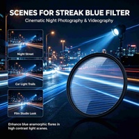 Filtre anamorphique OME à rayures bleues pour objectif d'appareil photo - Effets de flares cinématiques et lignes horizontales, verre optique, cadre en aluminium, étanche