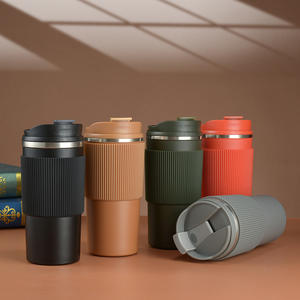 Gobelet isotherme en acier inoxydable 304 avec manchon en silicone antidérapant, tasse à café portable pour voiture et usage extérieur - Product Image 3