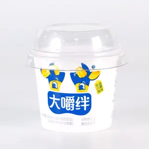 Vaso de plástico con tapa para yogur, fruta, ensalada, inyección personalizada, PP, IML, plástico, 10oz/300ml, pared única
