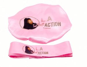 Ensembles de bonnets personnalisés « Maman et moi » en satin, bonnets de nuit réversibles à double couche, bonnets de créateur pour femmes et bébés - Product Image 4