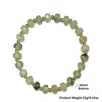 Bracelet en perles de jade naturel facetté, perles rondes, énergie cristalline, 8x6mm, bracelet extensible en perles rondes pour femmes, cadeaux