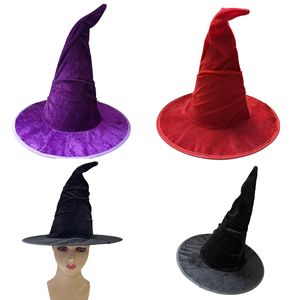 Sombrero <span class=keywords><strong>de</strong></span> <span class=keywords><strong>bruja</strong></span> <span class=keywords><strong>de</strong></span> terciopelo para Halloween, sombrero <span class=keywords><strong>de</strong></span> festival, sombrero <span class=keywords><strong>de</strong></span> mago <span class=keywords><strong>morado</strong></span>, sombrero <span class=keywords><strong>de</strong></span> <span class=keywords><strong>bruja</strong></span> rojo, accesorio para la cabeza, sombrero <span class=keywords><strong>de</strong></span> Halloween - Product Image 1