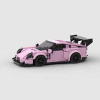 Voiture de course sportive rose pour enfants, modèle MOC, blocs de construction en plastique ABS, compatible avec les puzzles à petites particules DIY