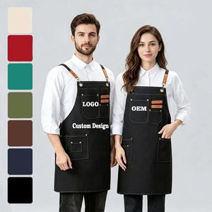 Delantal de Chef de Lona con Tirantes Cruzados, Bolsillos y Logotipo Personalizado para Chefs, Camareros, Uso Doméstico y de Servicio de Alimentos, Ajustable y de Alta Calidad - Product Image 1