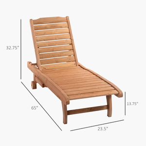 Combohome Tumbona de Madera de Abeto para Exteriores con Bandeja Extraíble, Silla de Piscina de Madera Maciza Ajustable para Jardín y Playa - Product Image 6