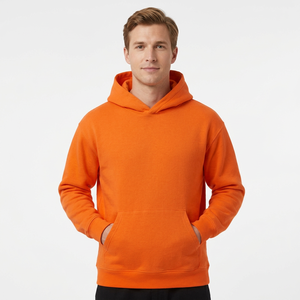 Sweat-shirt à capuche <span class=keywords><strong>orange</strong></span> pour <span class=keywords><strong>homme</strong></span>, coupe classique, couleur unie, en molleton, décontracté, avec poche avant - Product Image 1