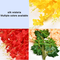 Sen Masine fleur de glycine en soie jaune vignes artificielles fausse guirlande de glycine suspendue ou décoration murale de jardin de mariage
