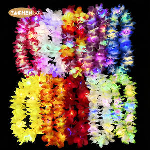 Yachen LED éclairer Hawaii fleur Leis guirlande adulte enfants Hula Luau lueur couronne collier fête d'anniversaire décoration de mariage - Product Image 1