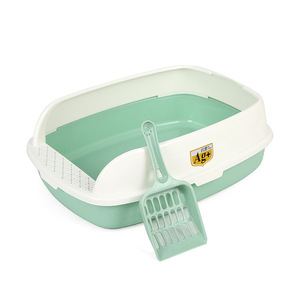 Hongyue <b>Cat</b> Litter <b>Box</b> Large Size Semi Enclosed Anti Splash With Scoop Blue Gray Pink Green Rectangle PP Material - Product Image 3