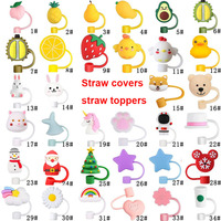 Paille couvre 8mm belle 3D personnalisé paille à boire breloques anti-poussière paille Toppers pour tasses Offre Spéciale PVC 1 pièce Silicone Opp sac