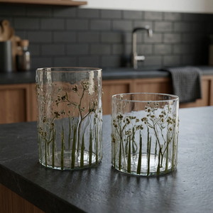 Portavelas de Vidrio Verde Ligero Hecho a Mano, Recipiente para Velas con Impresión de 2 Colores, Linterna Decorativa para el Hogar, Bodas, Navidad, Pascua - Product Image 3