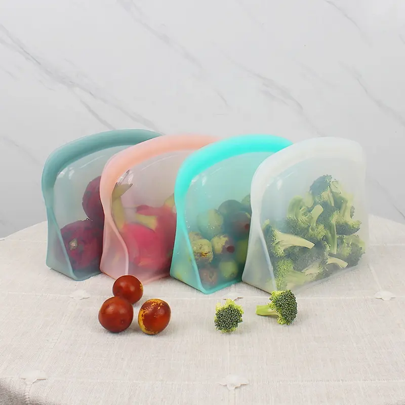 New Design Reusable Eco Friendly Food Storage Zip Lock Silicone Food Bags