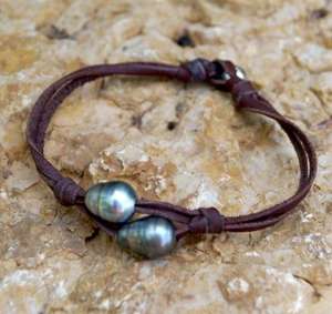 Sản xuất thời trang đồ trang sức ngọc trai đầy đủ tùy biến bện da Tahiti Vòng đeo tay ngọc trai - Product Image 5