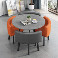 Ensemble de meubles de salle à manger en métal moderne avec tables et chaises combinées, de petite taille, multifonctionnel