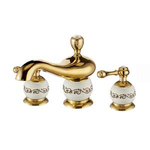 Robinet à trois trous en laiton européen Bassin <span class=keywords><strong>sous</strong></span>-comptoir en titane doré Robinet <span class=keywords><strong>de</strong></span> lavabo séparé pour <span class=keywords><strong>salle</strong></span> <span class=keywords><strong>de</strong></span> <span class=keywords><strong>bain</strong></span> à eau chaude froide à double poignée - Product Image 3