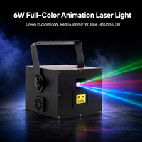 Lumière laser d'animation RVB pleine couleur 6W, IP20, contrôle DMX512, 16 canaux, éclairage de scène pour club, bar, événement, spectacle