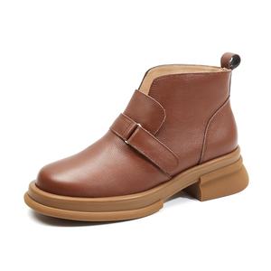 Botines Cortos Cómodos de Moda Otoño-Invierno para Mujer, Transpirables, de Cuero Genuino, Antideslizantes, con Suelas Suaves y Resistentes al Desgaste - Product Image 1