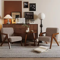 Fauteuil convertible moderne en lin, portable, avec structure en bois - Idéal pour hôtel, villa, chambre, salle à manger, appartement - Écologique et léger