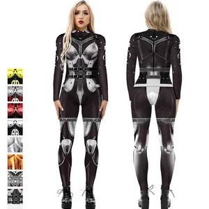 NADANBAO Penjualan Langsung Pabrik Baju Besi Halloween Digital Printing Cosplay Pakaian Ketat Elastis Kostum Jumpsuit Slim Fit